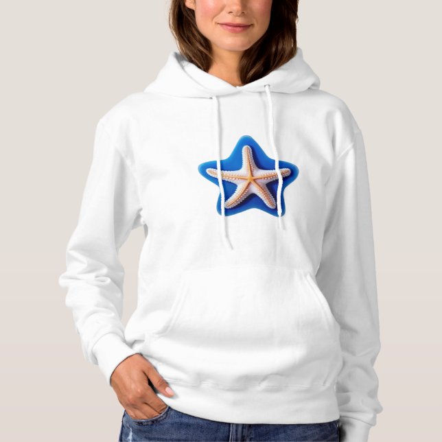 Orange Starfish in Blue Hoodie (Vorderseite)
