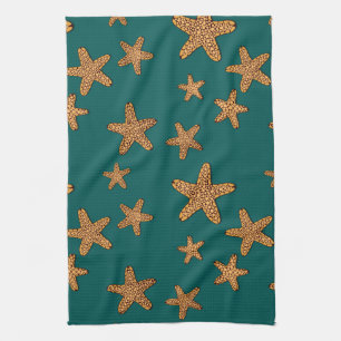 Orange Starfish-Muster Handtuch