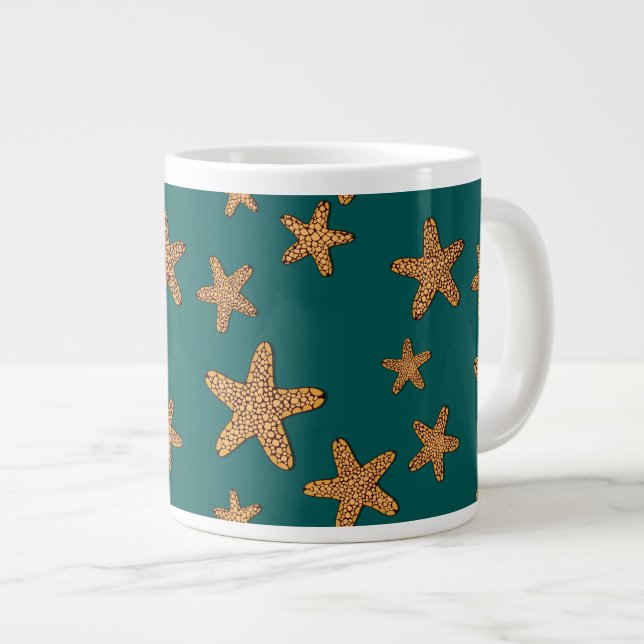 Orange Starfish-Muster Jumbo-Tasse (Vorderseite Rechts)