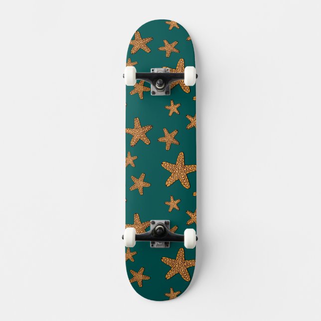 Orange Starfish-Muster Skateboard (Vorderseite)