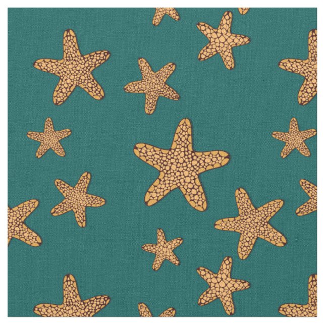 Orange Starfish-Muster Stoff (Nahaufnahme)