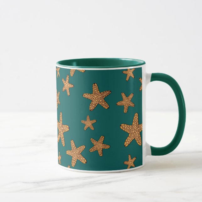 Orange Starfish-Muster Tasse (Rechts)