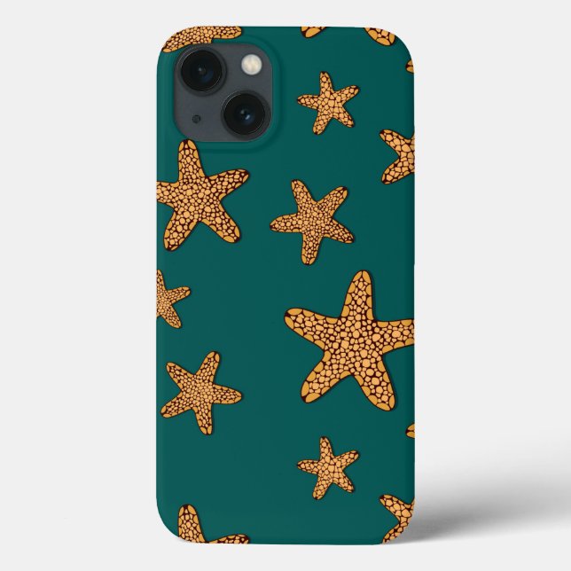 Orange Starfish Pattern Case-Mate iPhone Hülle (Rückseite)