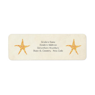 Orange Starfish Summer Beach Small Address Labels