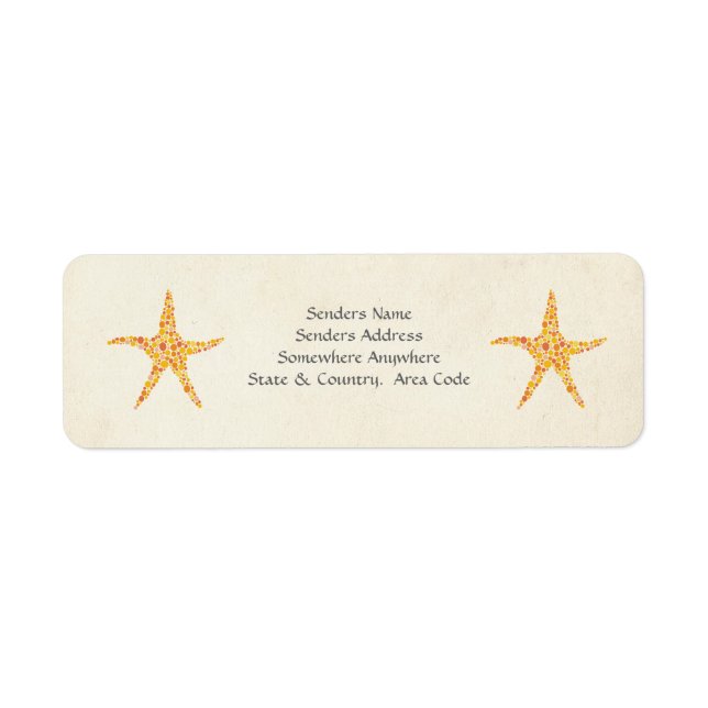 Orange Starfish Summer Beach Small Address Labels (Vorne)