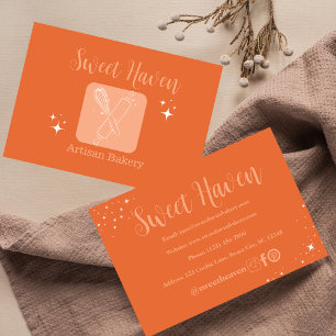 Orange Stars Kochkunst Utensil Bäckerei Visitenkarte