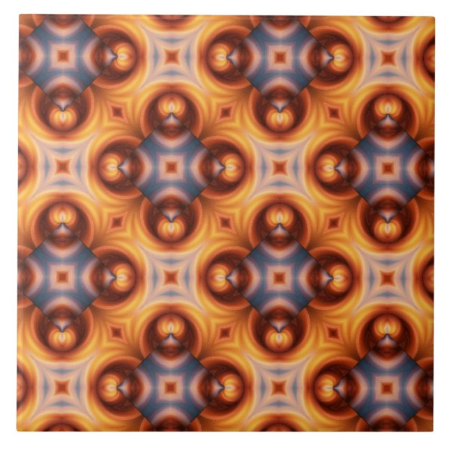 Orange Steigungs-Retro Mosaik-Muster Fliese (Vorderseite)