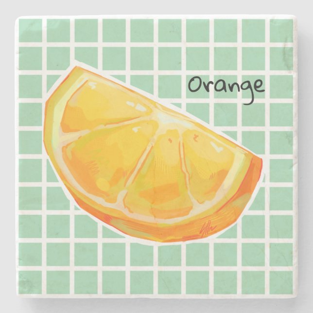 Orange Steinuntersetzer (Vorderseite)