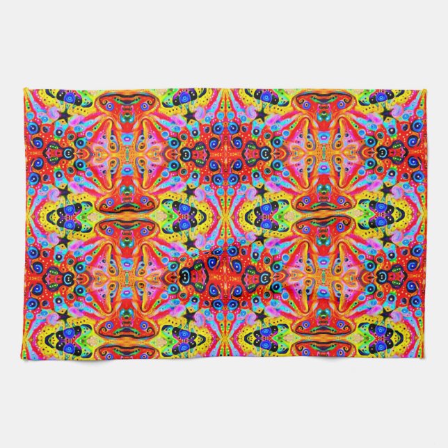 Orange Stern-Insel Geschirrtuch (Horizontal)
