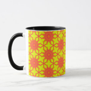 Orange Sternenblume auf Gelb Tasse