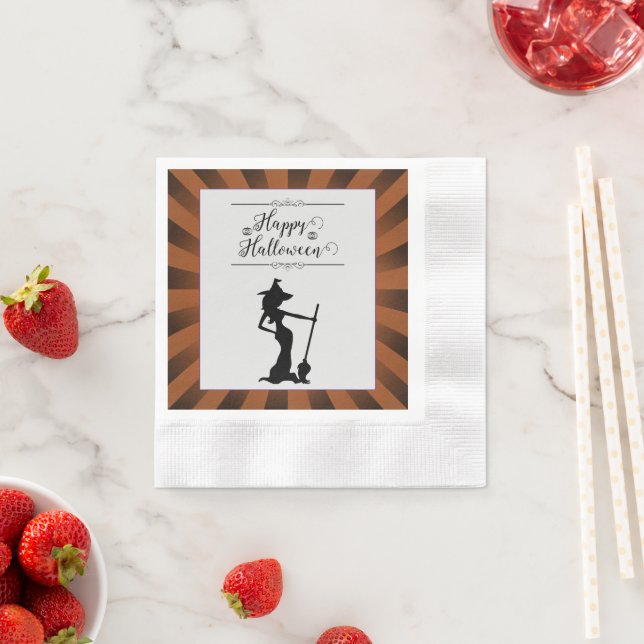 Orange Sternexplosion Hexe Halloween Serviette (Beispiel)