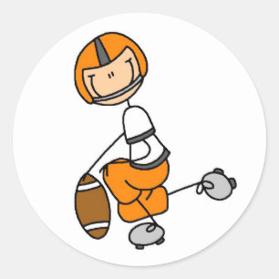Orange-Stick-Figur-Fußball-T-Shirts und Geschenke Runder Aufkleber