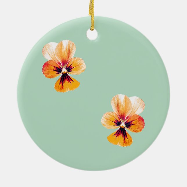 orange Stiefmütterchen Keramikornament (Hinten)