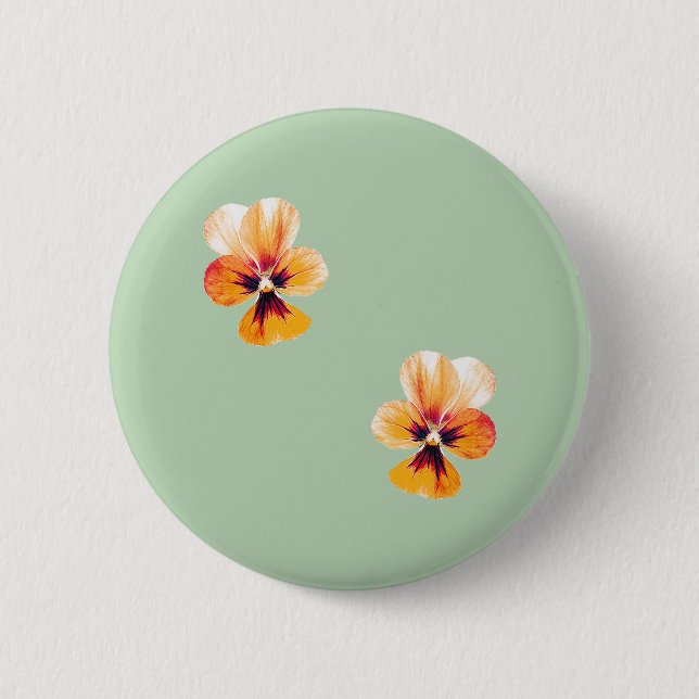 orange Stiefmütterchen Knopf Button (Vorderseite)