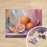 Orange Still Life Moderne beeindruckende Kunst Puzzle<br><div class="desc">Ein schönes, modernes Kunstgemälde im impressionistischen Stil, das ein ruhiges Orangenleben mit strukturierten Pinselstrichen in gedämpften Pastellfarben und Orangen zeigt. Die sanften Farben schaffen eine ruhige und beruhigende Atmosphäre, während die strukturierten Striche der Komposition Tiefe und Dimension verleihen. Dieses elegante Werk vereint das Wesen der Orangen auf frische, zeitgenössische Weise...</div>