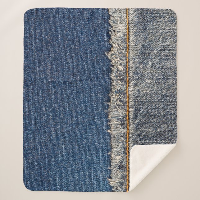 Orange Stitch, Double Denim Patch. Sherpadecke (Vorderseite)