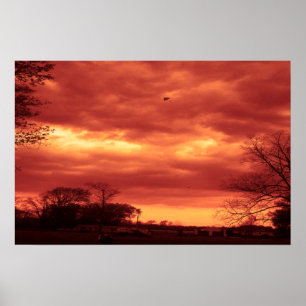 Orange Stormy Sky Poster