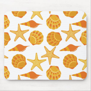 Orange Strand-Muschel-Muster Mousepad