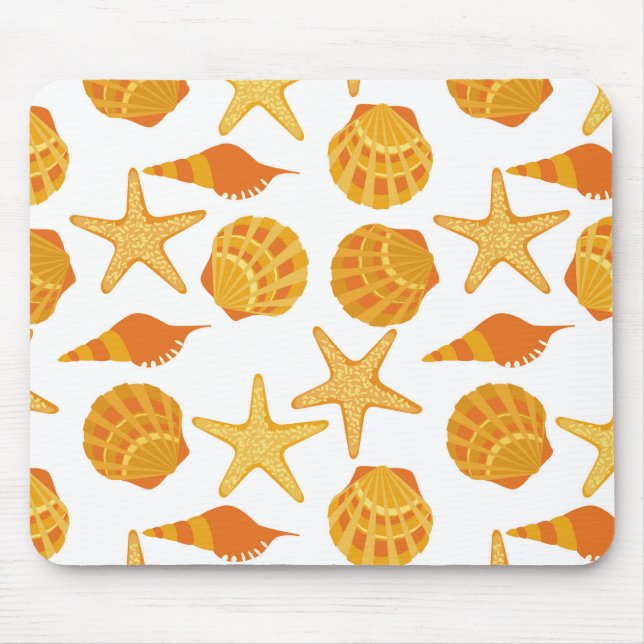 Orange Strand-Muschel-Muster Mousepad (Vorne)