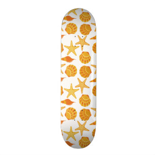 Orange Strand-Muschel-Muster Skateboard
