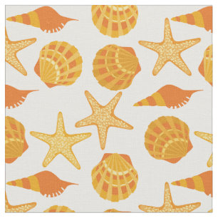 Orange Strand-Muschel-Muster Stoff