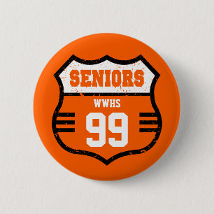 Orange Straßenschild für Senioren in Notlage Button
