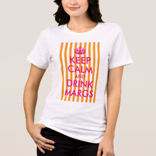 Orange Streifen Hot Pink Keep Calm und trinke Marg Tri-Blend Shirt