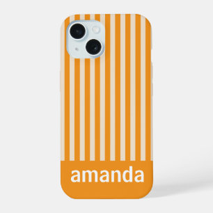 ORANGE STREIFEN INDIVIDUELLER NAME STYLISCH MODERN iPhone 15 HÜLLE
