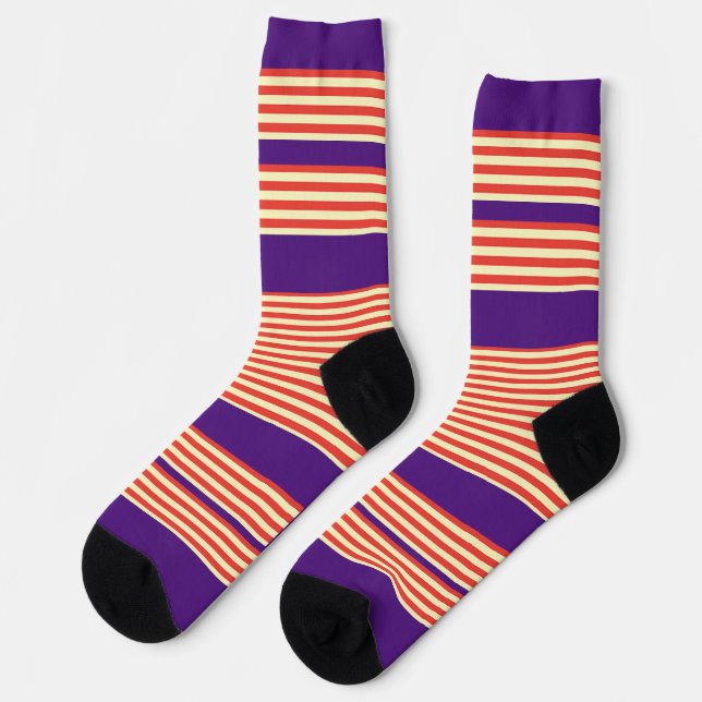Orange Streifen Lila Socken (Linkes Detail)