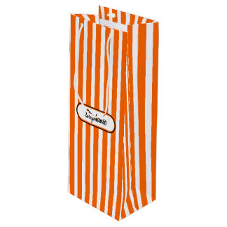 Orange Streifen Muster Personalisiert Geschenktüte Für Weinflaschen