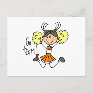 Orange Strichmännchen Cheerleader T - Shirt und Ge Postkarte