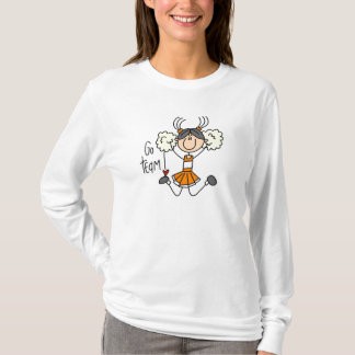 Orange Strichmännchen-Cheerleader-T - Shirts und