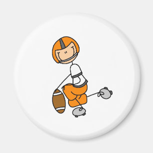 Orange Strichmännchen-Fußball-T-Shirts und Magnet