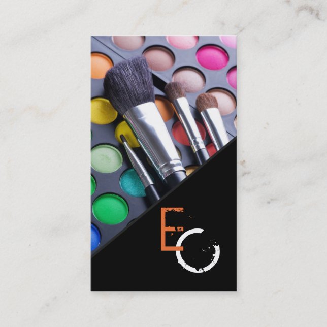 Orange Strip Make up Artist Palette Business Card Visitenkarte (Vorderseite)