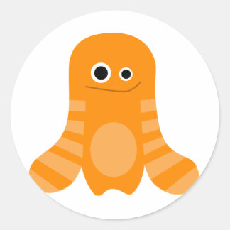 Orange Strip Monster Runder Aufkleber