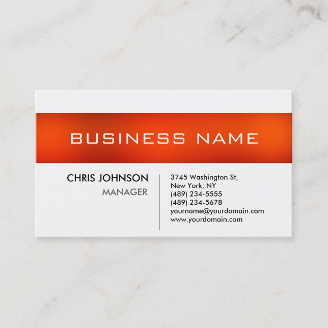 Orange Strip Schwarz-weiß Charming Business Card Visitenkarte (Vorderseite)