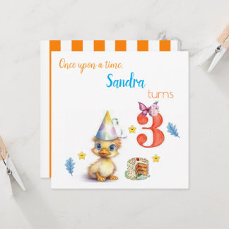 Orange Stripe Chick Geburtstagseinladungskarten Einladung