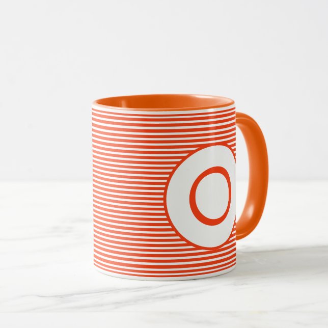 Orange Stripe Monogram Tasse (VorderseiteRechts)