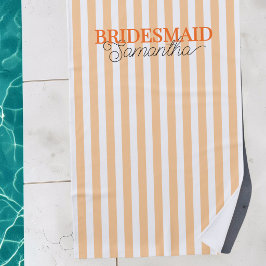 Orange Striped Bridesmaid Bachelorette Wochenende Strandtuch