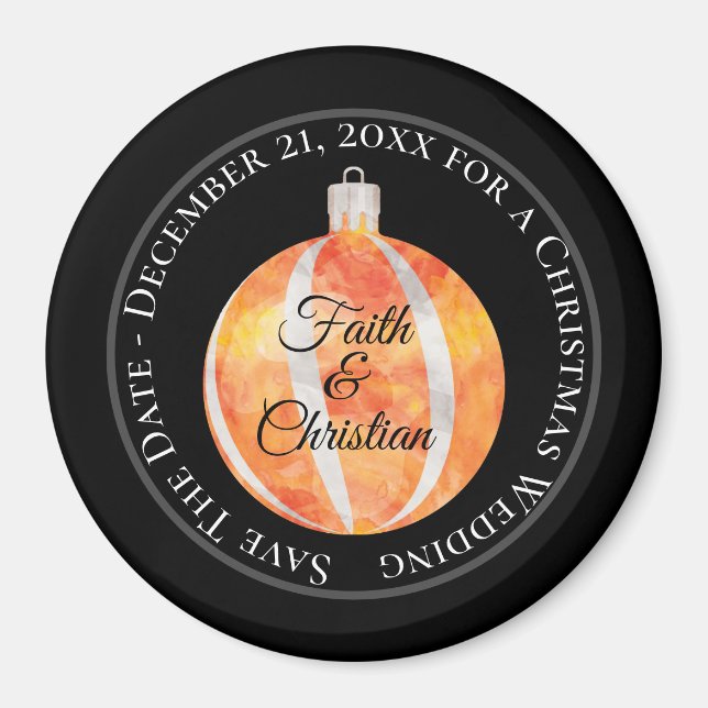 Orange Striped Christmas Ornament/Save the Date Magnet (Vorne)