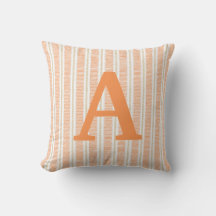 Orange Striped Monogram Letter Throw Kissen