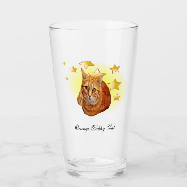 Orange Striped Tabby Cat ist ein Star Glas (Vorderseite)
