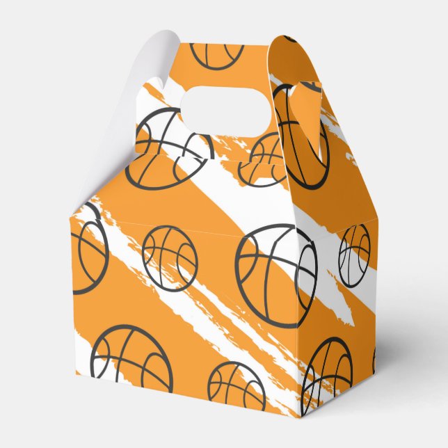 Orange Stripes Basketball Geburtstagsparty Geschenkschachtel (Vorderseite)