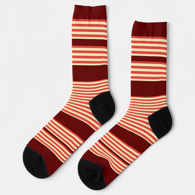 Orange Stripes dk Red Socken (Linkes Detail)