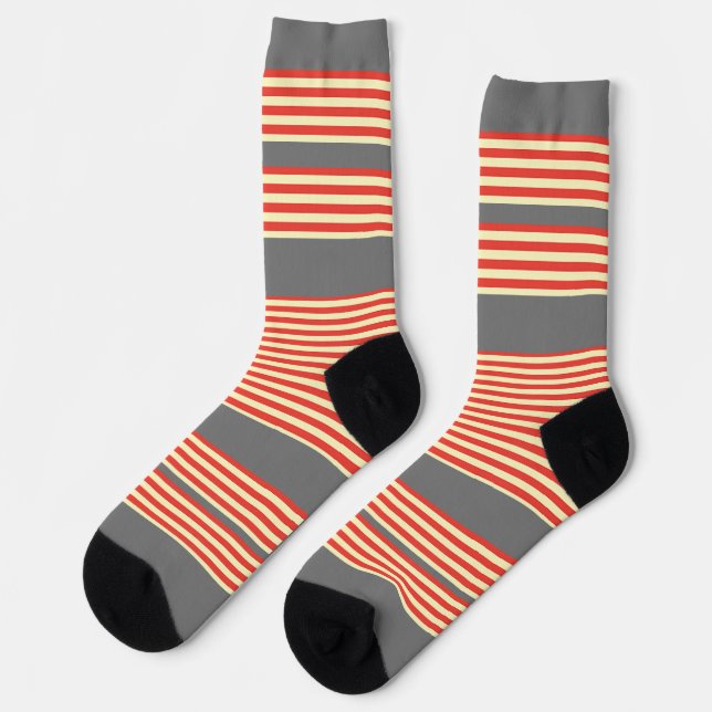 Orange Stripes Grau Socken (Linkes Detail)
