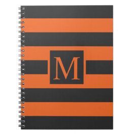 Orange Stripes Halloween Monogram | Gästebuch Notizblock