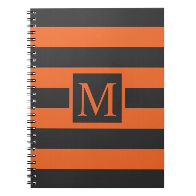Orange Stripes Halloween Monogram | Gästebuch Notizblock (Vorderseite)