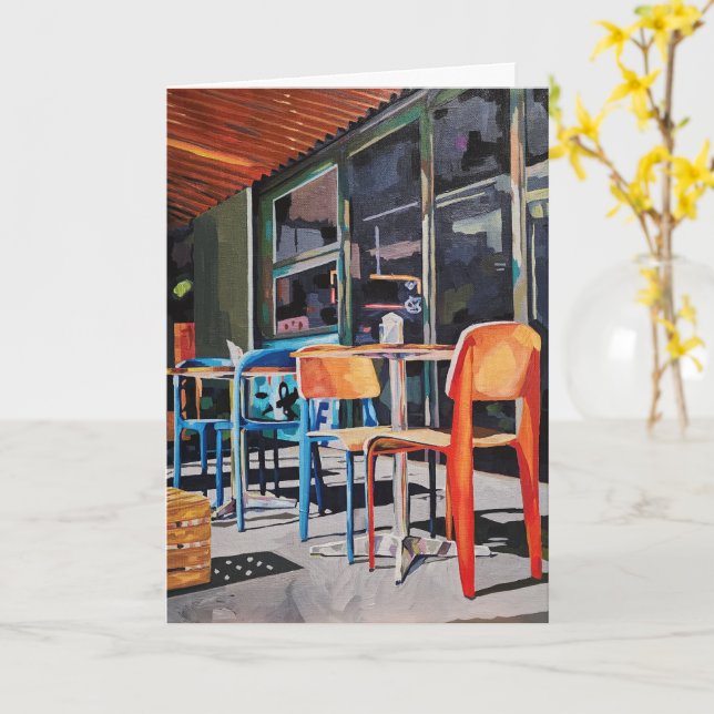 Orange-Stuhl-Everyday-Faltkarte Karte (Gelbe Blume)