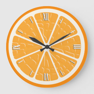 Orange Stylized Fruit Slice Große Wanduhr