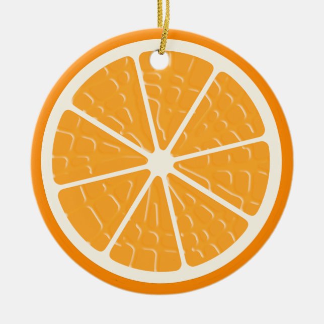 Orange Stylized Fruit Slice Keramik Ornament (Vorne)